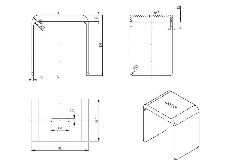 Chasey Solid Surface Stone Bath Stool LK-SCBS400-MW