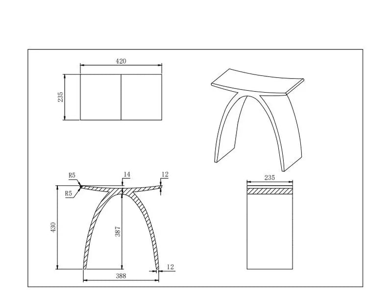 Perry Solid Surface Stone Bath Stool LK-SPBS420-MW