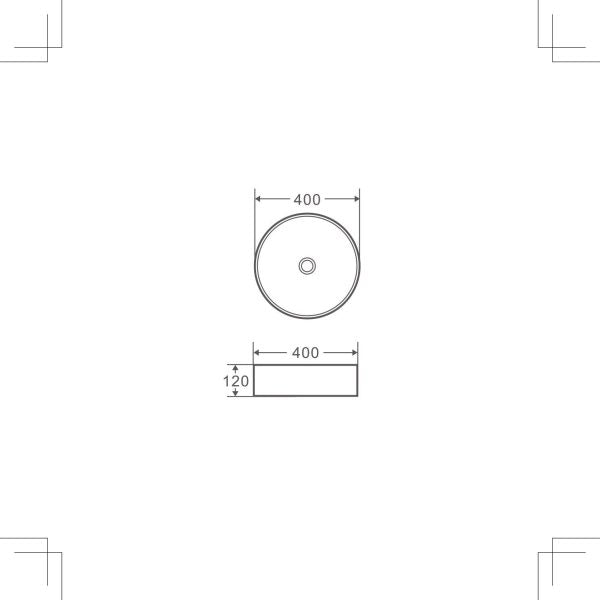 Spin 40C Above Counter Round Basin 400 x 400 x 120mm