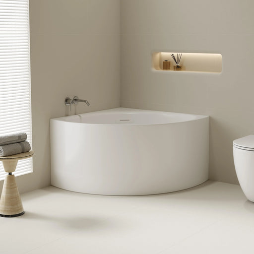 Stanford Triangle Corner Bathtub - Gloss White mercioaustralia