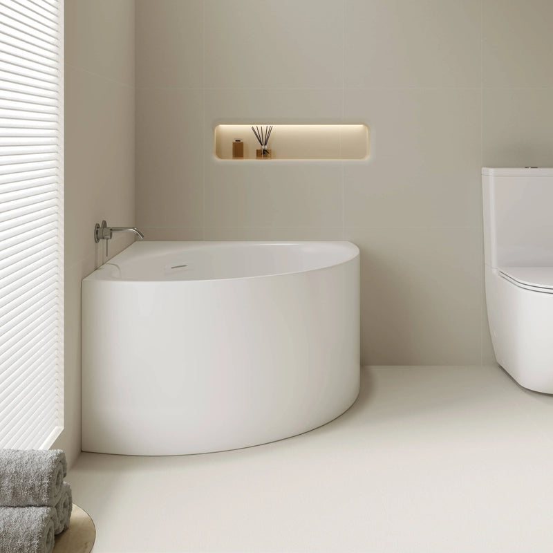 Stanford Triangle Corner Bathtub - Gloss White mercioaustralia