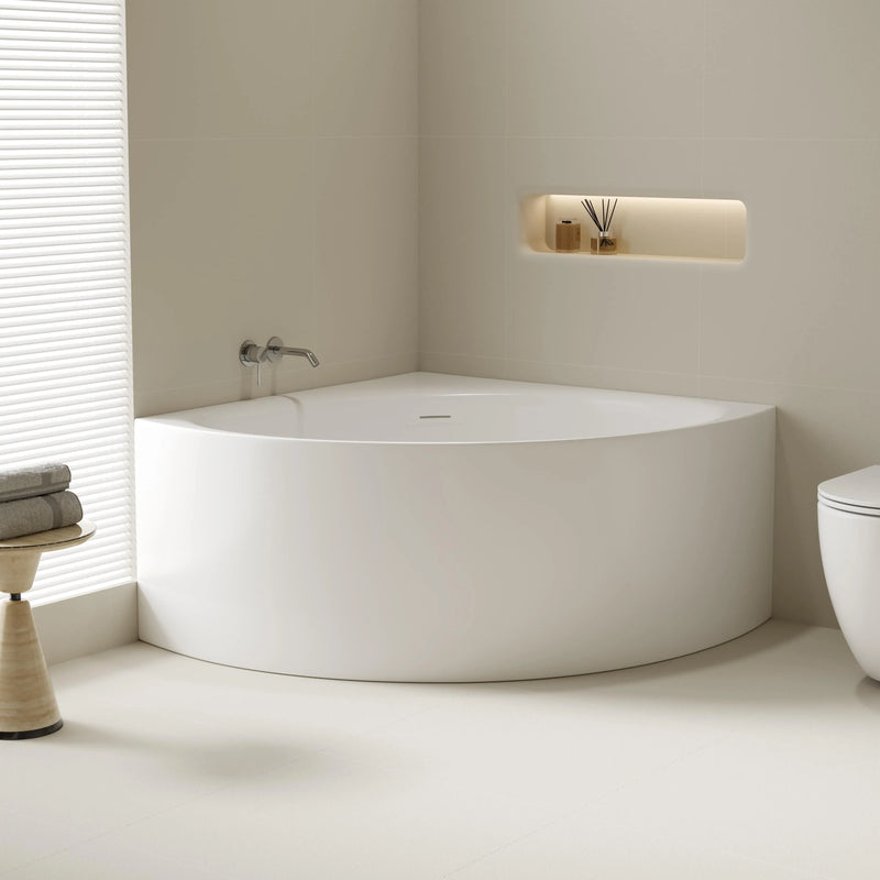 Stanford Triangle Corner Bathtub - Gloss White mercioaustralia