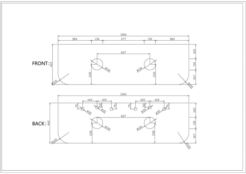 1500mm Round Corner Stone Top-White mercioaustralia