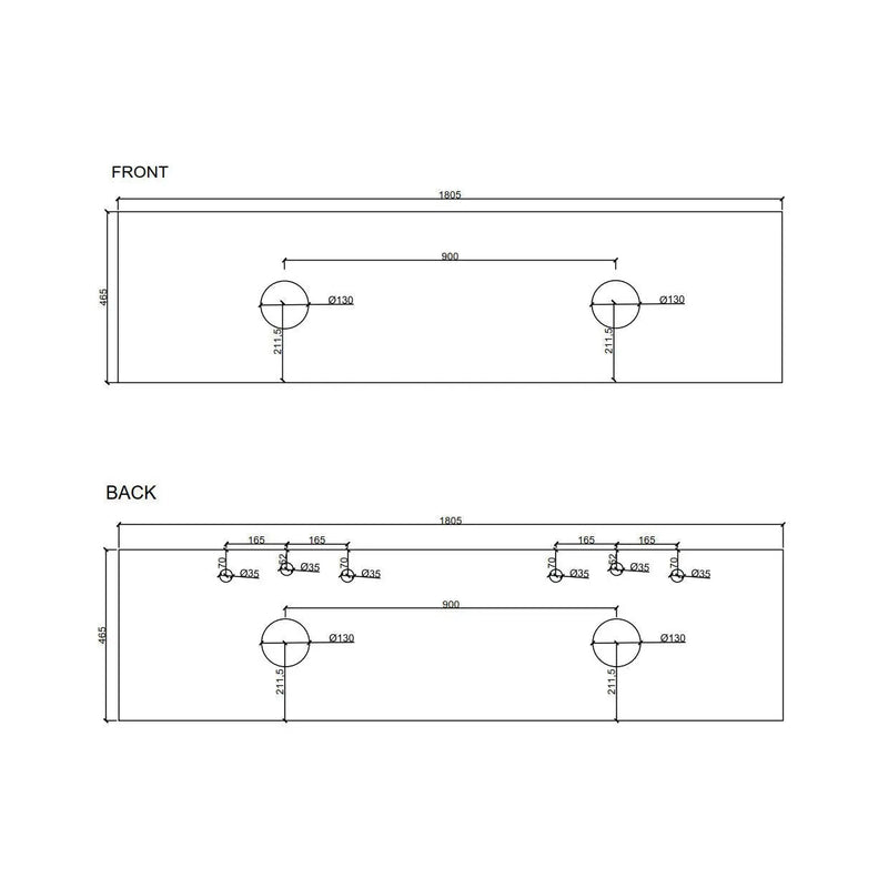 HERA 1800mm Wall-Hung Vanity - Black Oak mercioaustralia