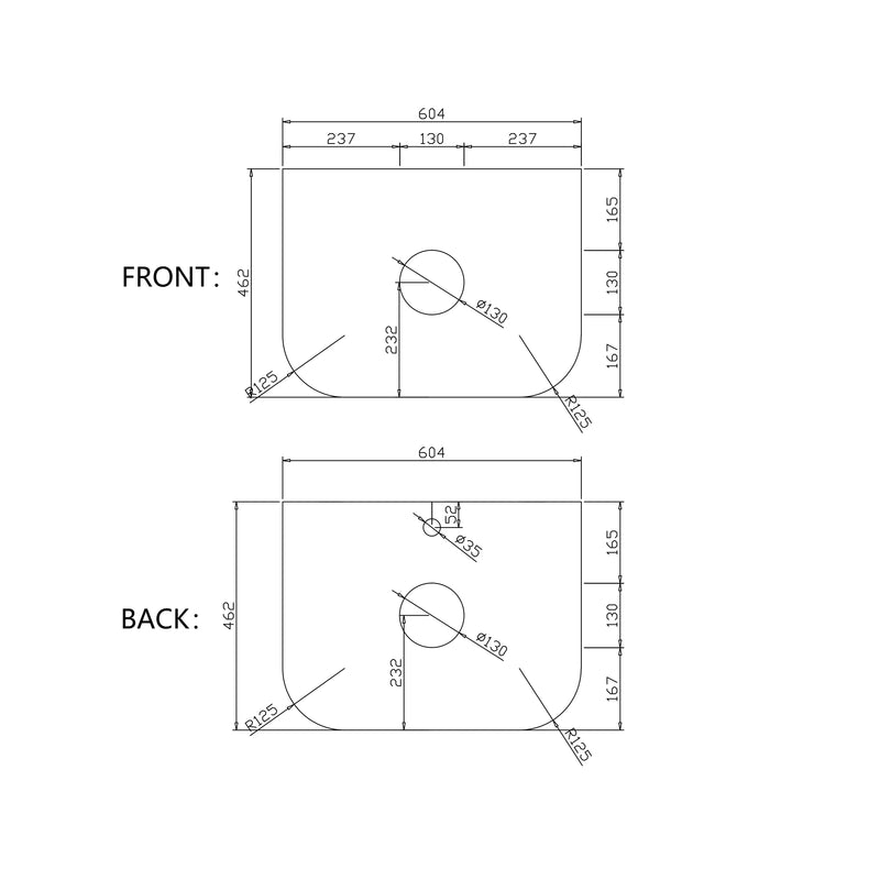 600mm Round Corner Stone Top-White mercioaustralia
