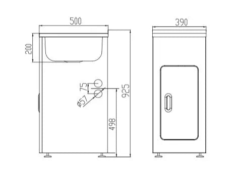 LAUNDRY CABINET AND STAINLESS STEEL TUB 390MM WHITE FIL Kitchen Bathroom