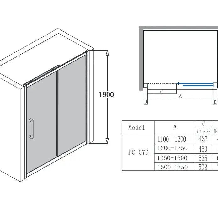 SEMI-FRAMELESS SLIDING DOOR CHROME FIL Kitchen Bathroom