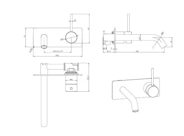 Otus Slimline Wall Basin Mixer Trim Kit Lever Up - FIL Kitchen Bathroom