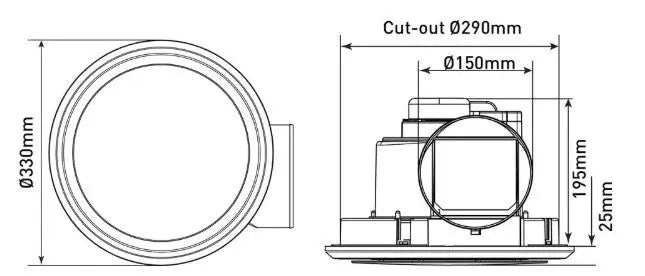 Novaline II Large Round Exhaust Fan - FIL Kitchen Bathroom