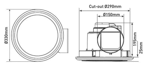 Novaline II Large Round Exhaust Fan - FIL Kitchen Bathroom