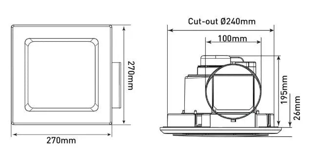 Novaline II Small Square Exhaust Fan - FIL Kitchen Bathroom