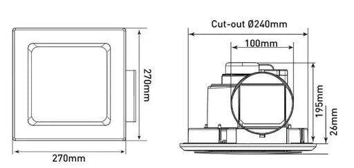 Novaline II Small Square Exhaust Fan - FIL Kitchen Bathroom
