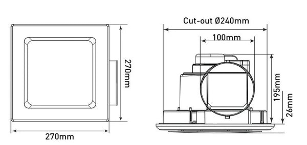 Novaline II Small Square Exhaust Fan