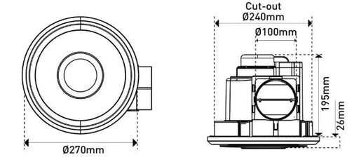 Emeline II Small Round Exhaust Fan with LED Light - FIL Kitchen Bathroom