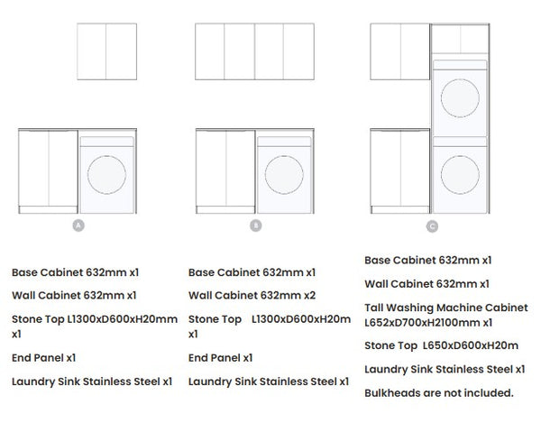 Byron/Bondi Natural Oak Laundry Kit 1305x600x2100 (Set-B)