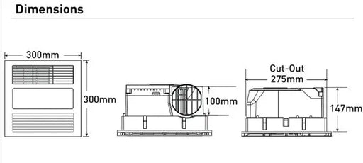 Mercury Lite 3-in-1 Bathroom Heater with Exhaust Fan and CCT LED Light Mercator