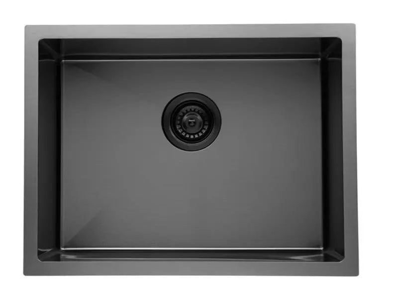 580x440x230mm Gun Metal Grey Stainless Steel Single Bowl Kitchen Sink Aquaperla