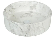 Claya Mira 40 Round Above-Counter Basin – Matte White Carrara Marble Stone Look Claya