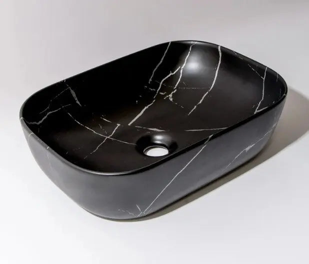 Claya Fusion-46 Above-Counter Basin – Matte Black Carrara Claya
