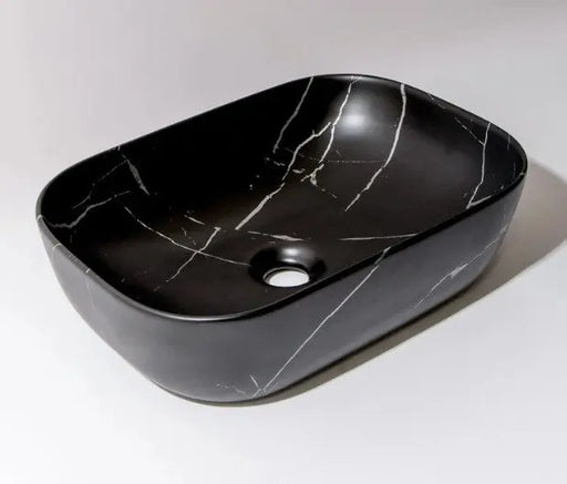 Claya Fusion-46 Above-Counter Basin – Matte Black Carrara Claya