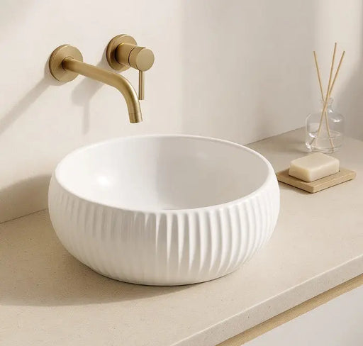 VITO Geneva Fluted Bowl Premium Ceramic Above-Counter Basin (400mm) POSEIDON