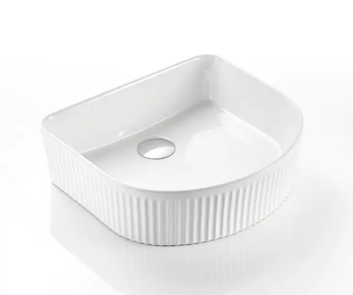 VITO Geneva Fluted Arch Premium Ceramic Above-Counter Basin (415 mm) POSEIDON