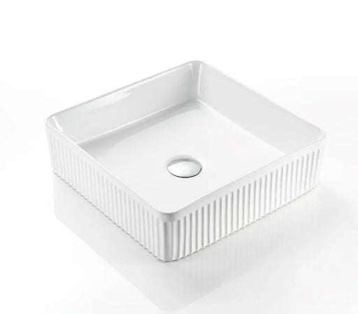 VITO Athena Fluted Square Premium Ceramic Above-Counter Basin (415 mm) POSEIDON