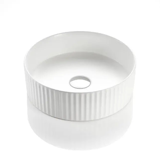 VITO Geneva Fluted Round Premium Ceramic Above-Counter Basin (400mm) POSEIDON