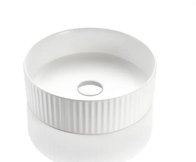 VITO Geneva Fluted Round Premium Ceramic Above-Counter Basin (400mm) POSEIDON