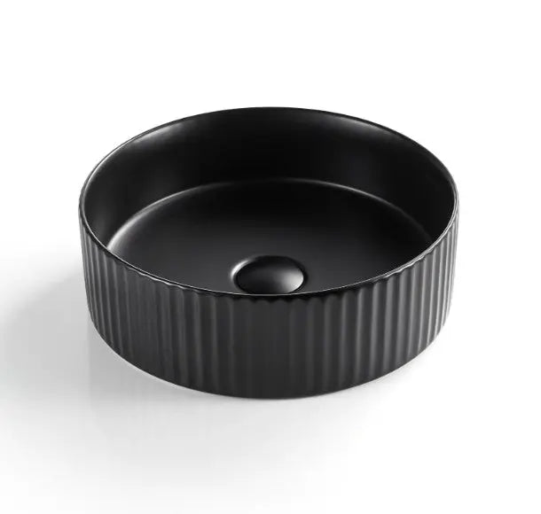 VITO Geneva Fluted Round Premium Ceramic Above-Counter Basin (400mm) POSEIDON