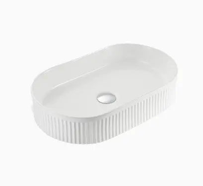 VITO Athena Fluted Oval Premium Ceramic Above-Counter Basin POSEIDON