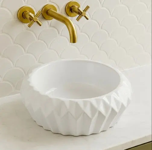 VITO Oslo Diamond Round Ceramic Above-Counter Basin (400MM) POSEIDON