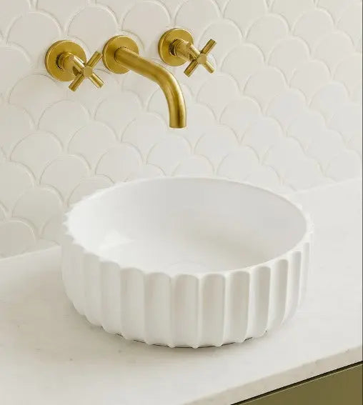 VITO Oslo Fluted Round Ceramic Above-Counter Basin (420MM) POSEIDON