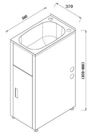 LAUNDRY CABINET AND STAINLESS STEEL TUB 370MM BUK