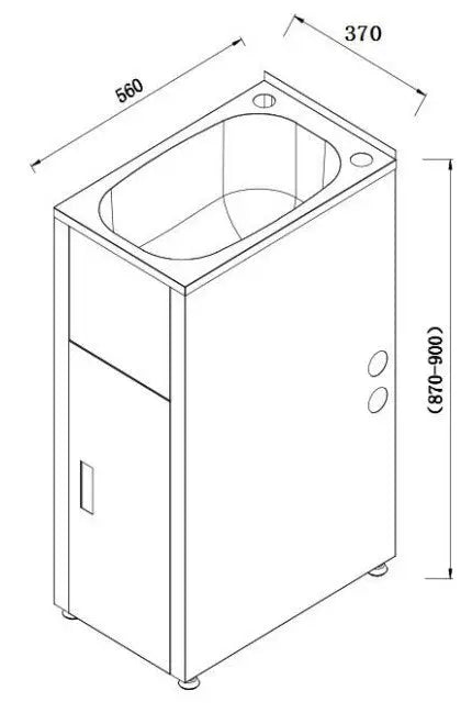LAUNDRY CABINET AND STAINLESS STEEL TUB 370MM BUK