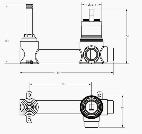 Sora SS Wall Basin Mixer Rough-In Body (Separate Backplate)