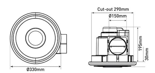 Emeline II Large Round Exhaust Fan with LED Light - FIL Kitchen Bathroom