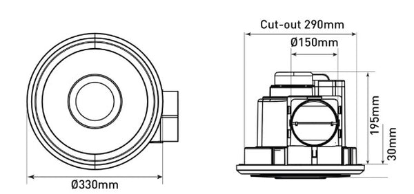 Emeline II Large Round Exhaust Fan with LED Light