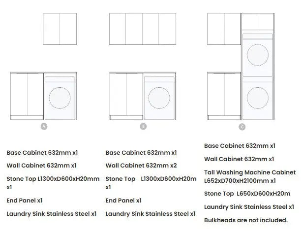 Byron/Bondi Natural Oak Laundry Kit 1305x600x2100 (Set-C) - FIL Kitchen Bathroom