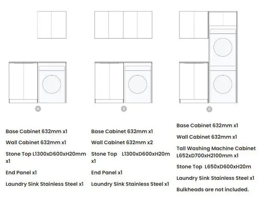 Byron/Bondi Natural Oak Laundry Kit 1305x600x2100 (Set-C) - FIL Kitchen Bathroom