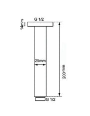 200mm Brushed Nickel Ceiling Shower Arm - FIL Kitchen Bathroom