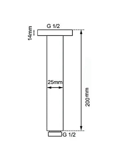 200mm Brushed Nickel Ceiling Shower Arm - FIL Kitchen Bathroom