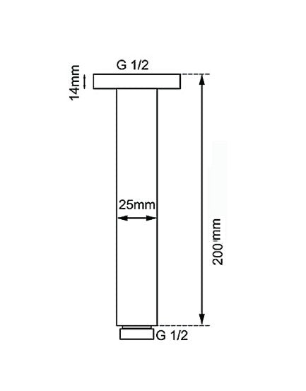 200mm Brushed Nickel Ceiling Shower Arm