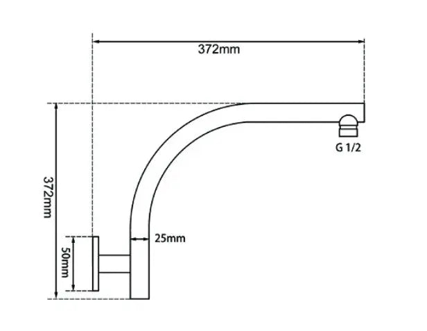 Brushed Nickel Wall Shower Arm - FIL Kitchen Bathroom