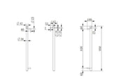 Round Vertical Brushed Brass Electric Heated Towel Rack Single Bar Aquaperla