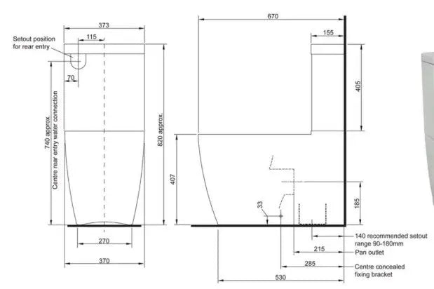 HT-380 Rimless Back to Wall Toilet Suite ACL