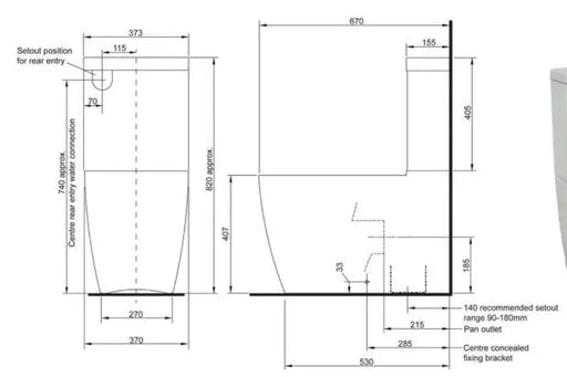 HT-380 Rimless Back to Wall Toilet Suite ACL