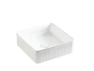 Lukka Crete Fluted Fine Ceramic Above Counter Basin (400/500mm) Lukka