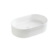 Lukka Ellips Fluted Fine Ceramic Above Counter Basin (490mm) Lukka