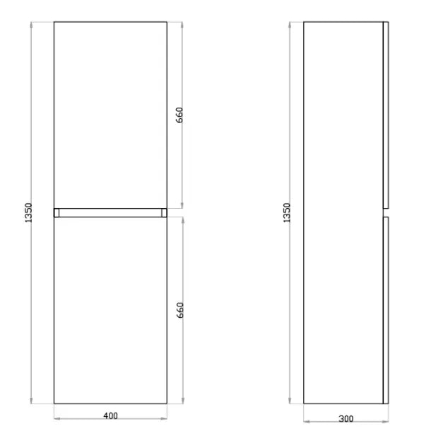 White Oak PVC Vacuum Filmed MDF Board Wall Hung Tall Boy - FIL Kitchen Bathroom